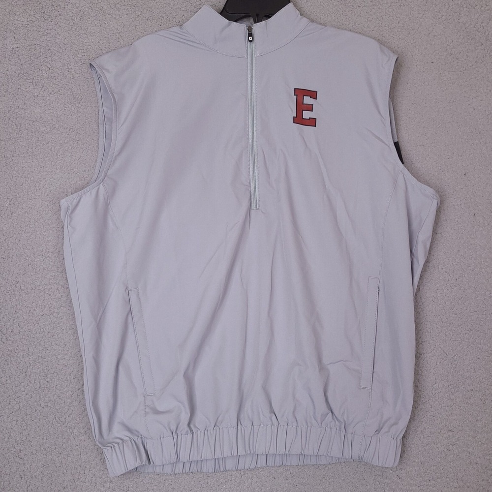 FootJoy‎ Vest Jacket Mens Medium Gray Hawks Golf Sleeveless 1/4 Zip Windbreaker